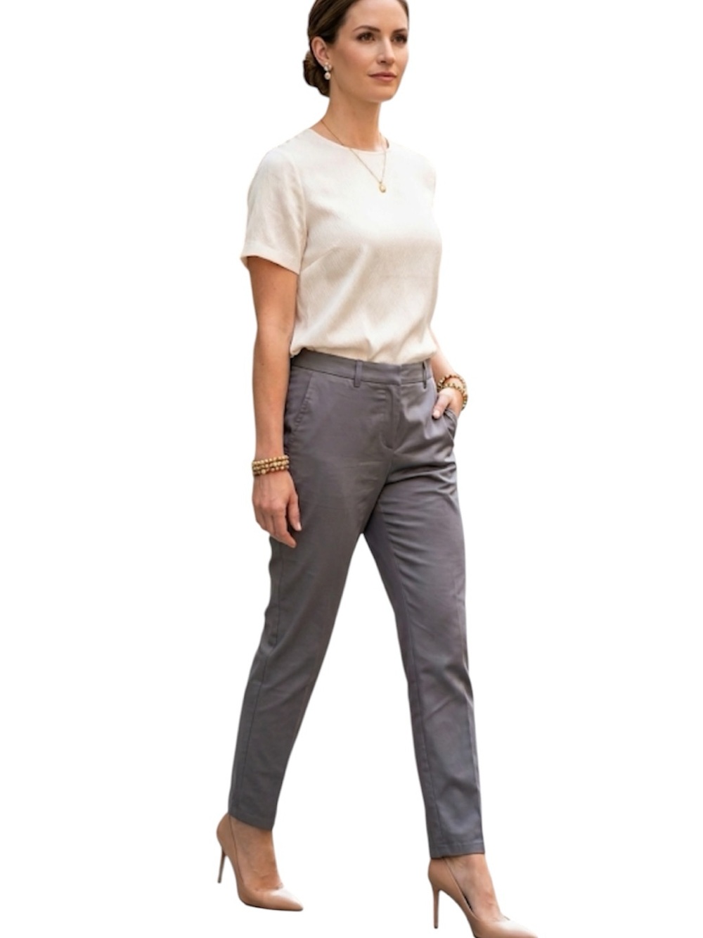 Lafayette 148 New York Classic Straight Leg Ankle Pants in Gray Size: 8
